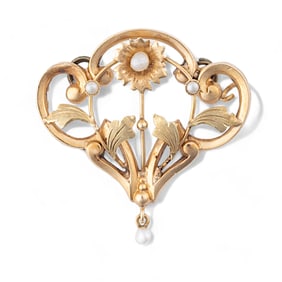 French Art Nouveau 18k Gold Pendant or Brooch, circa 1900