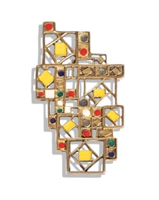 Rare Estate Natalia Dumitresco Signed Vermeil and Enamel Brooch, 17/150