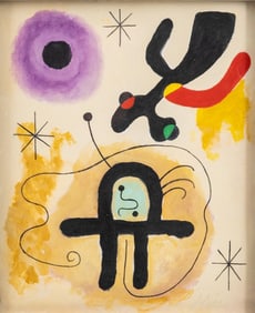 Joan Miró, Hand-Painted Mixed Media on Stencil, Pencil Signed