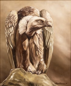 Martineau.T Signed "Condor" Oil on Canvas Painting, 20th Century