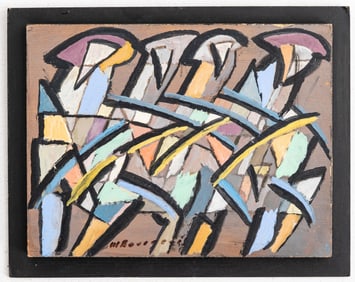 Michel Bourgeois Signed Abstract Oil on Panel Painting