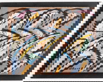 Michel Bourgeois Signed Abstract Oil on Panel Painting (1 of 5)