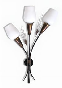 Mid-Century Modern Wall Lighting Brass and Milk Glass Sconce