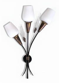 Mid-Century Modern Wall Lighting Brass and Milk Glass Sconce (1 of 3)