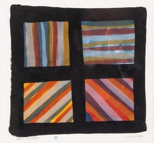 Sol LeWitt, Bands of Colors in Four Directions, signed Gouache Painting, 1991