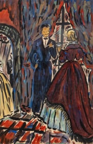 Emilio Grau Sala, Gouache and Watercolor Painting Interior Scene