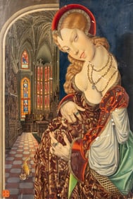 Renaissance Revival signed Oil on Panel, Monogrammed LSAA