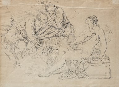 18th Century Old Master Drawing "Suzanne and the Elders" Christie's Provenance