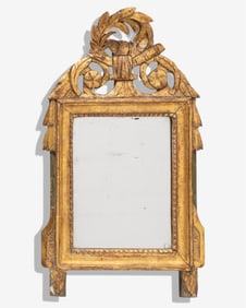 18th Century Carved Gilded Wood Mirror with Pediment