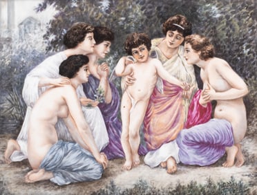 Large Louis Dubois Signed Painting on Porcelain