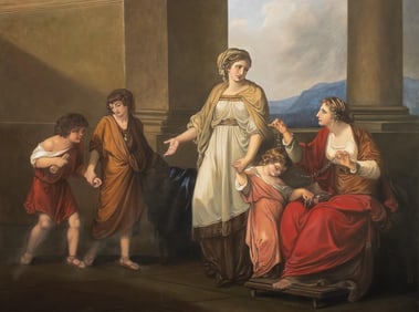 Important Monumental Angelica Kauffman (After), Neoclassical Oil on Canvas Painting, 59 x 78 in