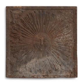 Louis XIV Period Cast-Iron Fireback Featuring a Striking Sunburst Motif