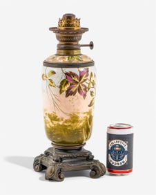 19th Century Ceramic hand painted Oil Lamp