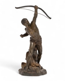 Edouard Drouot Hercules Bronze Sculpture, Signed with Foundry Marks, Circa 1900