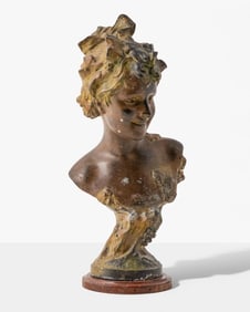 Pedro Ramon Jose Rigual Bronze Bust of a Woman on Marble Base, Signed