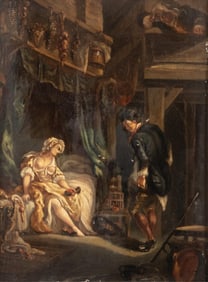 French School Oil on Panel Painting, 19th Century