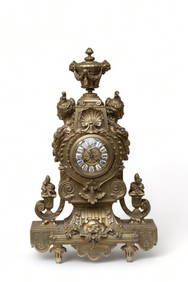 Tall French Louis XV Bronze Baroque Clock, 19th Century w pendulum (1 of 6)