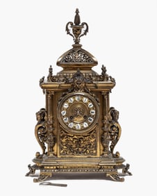 Neo-Renaissance Style Japy Freres Bronze Terminal Mantel Clock, 19th Century