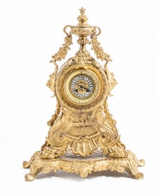 French Gilt Bronze Mantle Clock, 19th Century