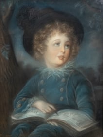 Sir Robert Palmer attrib English Pastel Painting titled "The Young Artist," Monogrammed, 18th