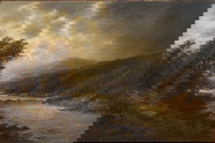 Thomas Bailey Griffin Landscape Oil Painting on Canvas, Early 20th Century (1 of 18)