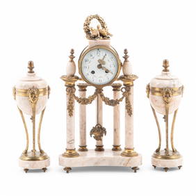 Garniture Clock Set 19th C. Louis XVI Style Marble and Gilt Bronze (1 of 18)