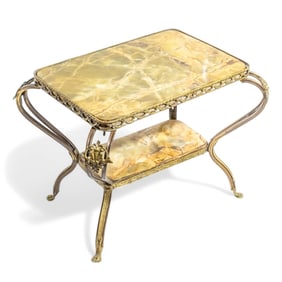 Brass and Onyx Quality Two-Tier Table Circa 1920