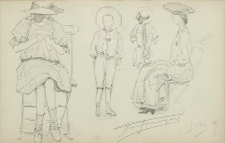 Jean-Gabriel Domergue Early 20th Century Original Pencil on Paper Drawing, Signed