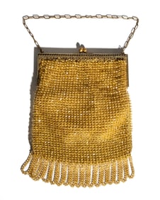 Art Deco Gold Mesh Chain Link Fringe Purse