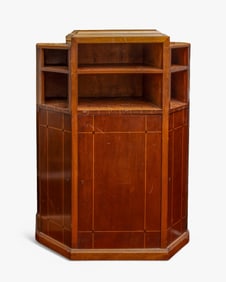 Mahogany Sideboard with Geometric Marquetry and Cut Sides, Circa 1920