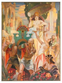 Karoly & Szanto Large Queen of Sheba Art Nouveau Art Deco Oil on Canvas Painting, 1935