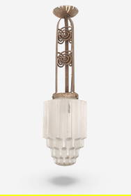 Art Deco Hanging Pendant Chandelier Ceiling Lamp on Wrought Iron (1 of 9)