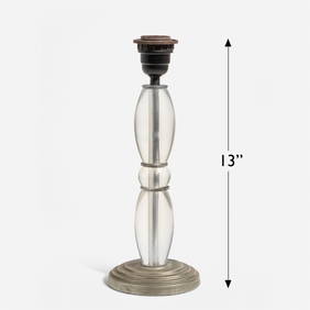 Jacques Adnet Style Mid-Century Glass and Chrome Table Lamp Base (1 of 8)