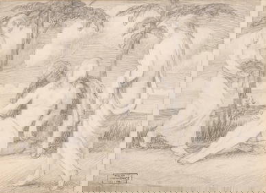 Zladislaw Cyankiewicz, Art Nouveau Deco Pencil Drawing with Studio Stamp, Circa 1935 (1 of 14)