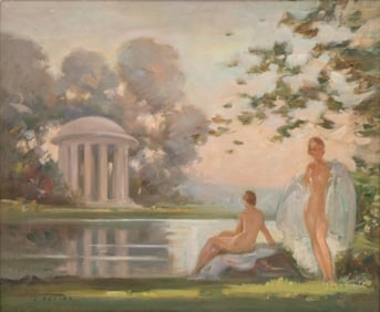 Andre Advier Signed Oil on Hardboard Painting, 20th Century