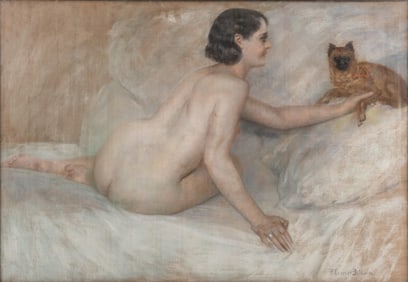 Pierre Carrier-Belleuse Signed Pastel on Paper Painting, Early 20th Century