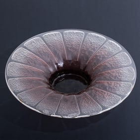 Schneider Large 17" Signed Etched Art Glass Centerpiece Bowl, 1920's