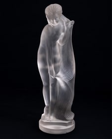 Etling France Etched Art Glass Sculpture signed and numbered early 20th C.