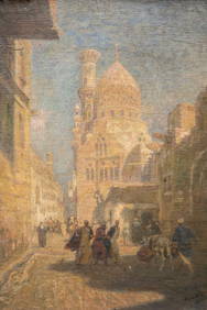 Karoly Cserna Signed, "Streets of Old Cairo" Oil on Board Painting circa 1900 (1 of 12)