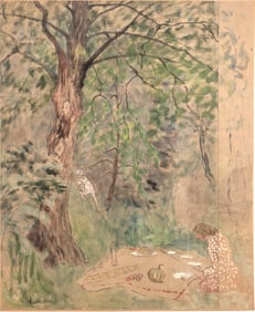 Mystery Artist: Signed Gouache on Paper Mounted to Cardboard, 20th Century, 40 x 30 in