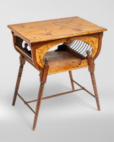 Nancy School Art Nouveau Inlaid Two-Tier Table, Circa 1895-1900