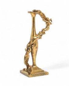 Alexandre Vibert Signed Gilded Bronze Art Nouveau sculptural Vase, 19th Century