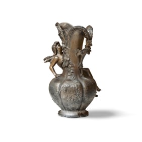 Charles Ferville-Suan, 13" French Art Nouveau Pewter Vase, Signed, Circa 1900