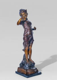 French Art Nouveau Bronze, Tall 2 ft, Figural Sculpture, Circa 1900 (1 of 7)