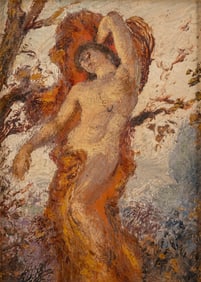 Mystery Artist: Double Sided Art Nouveau Oil on Panel Painting, Circa 1900