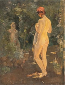 Amandus Faure 1925 Signed Secession Art Nouveau Oil on Canvas Painting