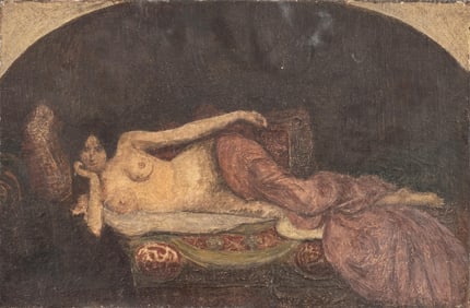 Signed Oil on Canvas Painting Reclining Female Figure, circa 1900