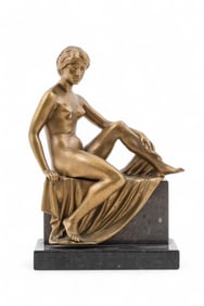 C.A. Soding Art nouveau, Jugendstil Patinated Bronze Sculpture, Signed