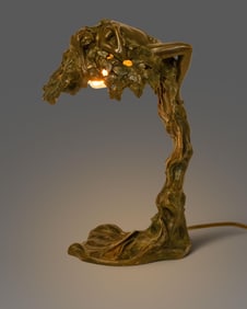 Rare Emil Thomasson Signed Art Nouveau Bronze Lamp Sculpture, “Daphne", Circa 1910