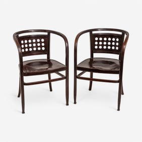 Otto Wagner, J&J Kohn Vienna Secession Signed Arm Chairs, Model No. 721, Circa 1902